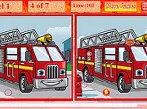 Fire Trucks Differences Puzzle Game
